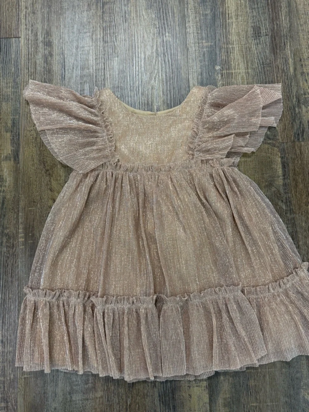 Cat & Jack Shimmery Taupe Ruffle Dress Girls 2T‎ - Picture 13 of 13